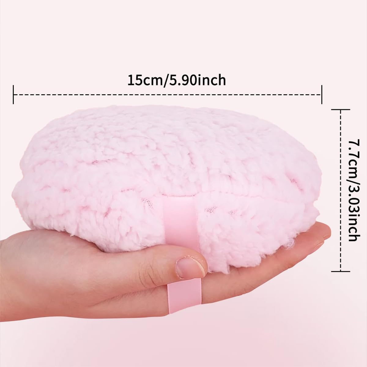 Enwye Large Plush Powder Puff 150-75Mm Pink Lambswool Cotton Dry Powder Tool image number 2