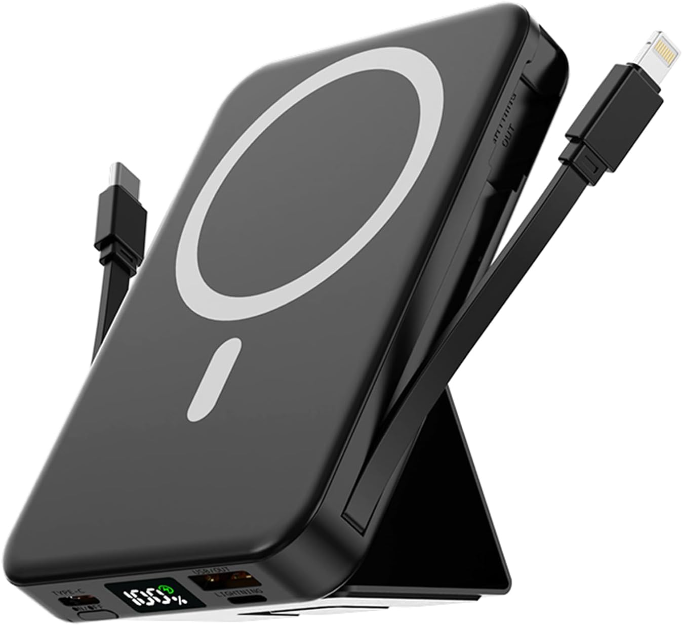 For Magsafe Battery Pack, 10000Mah Magnetic Power Bank 22.5W PD Fast Charging with USB-C Cable LED Display Wireless Portable Charger for Magsafe with Stand for Iphone 16/15/14/Pro Max image number 6