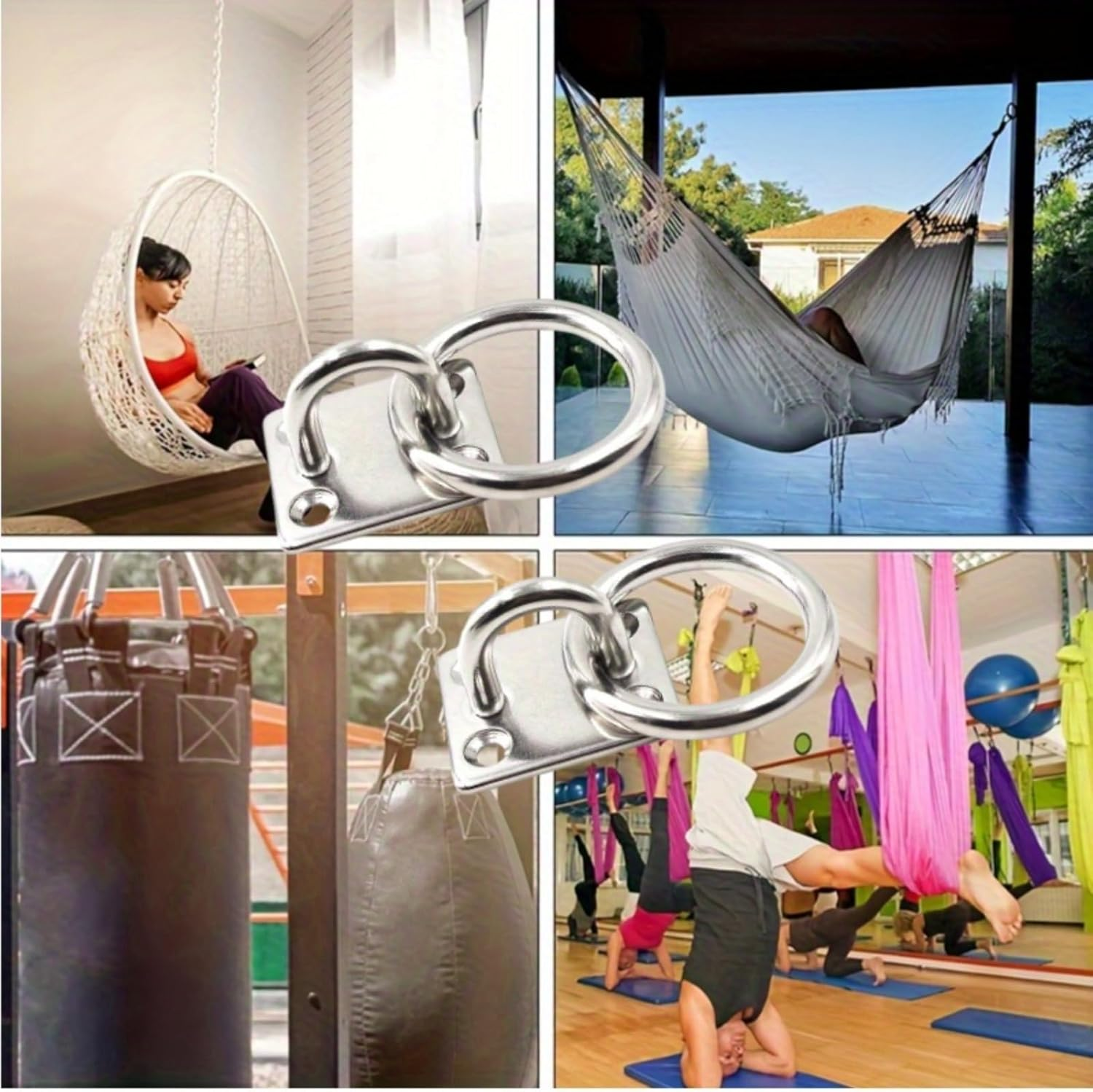 4Pcs Stainless Steel Hook, Heavy Duty Hanging Hardware, Boat Cabin Accessories, Swing, Aerial Yoga, High Load Capacity & Rust-Resistant, Ideal for Indoor/Outdoor Installation