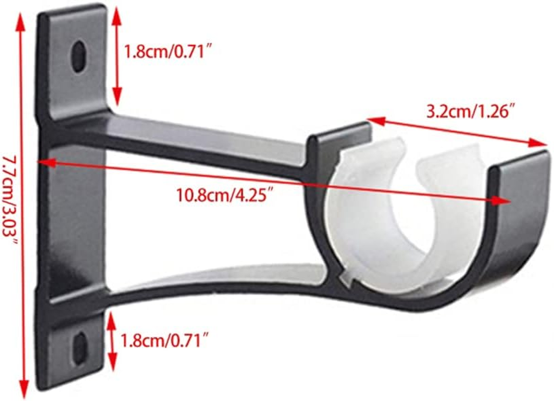 4 Pack Curtain Rod Brackets，Drapery Rod Aluminum Alloy Heavy Duty，Curtain Rod Holders Decorative Rod Hooks Hanger Fit for 1 to 1.2 Inch Drapes Rod(Black，Not Included Curtain Rod) image number 4
