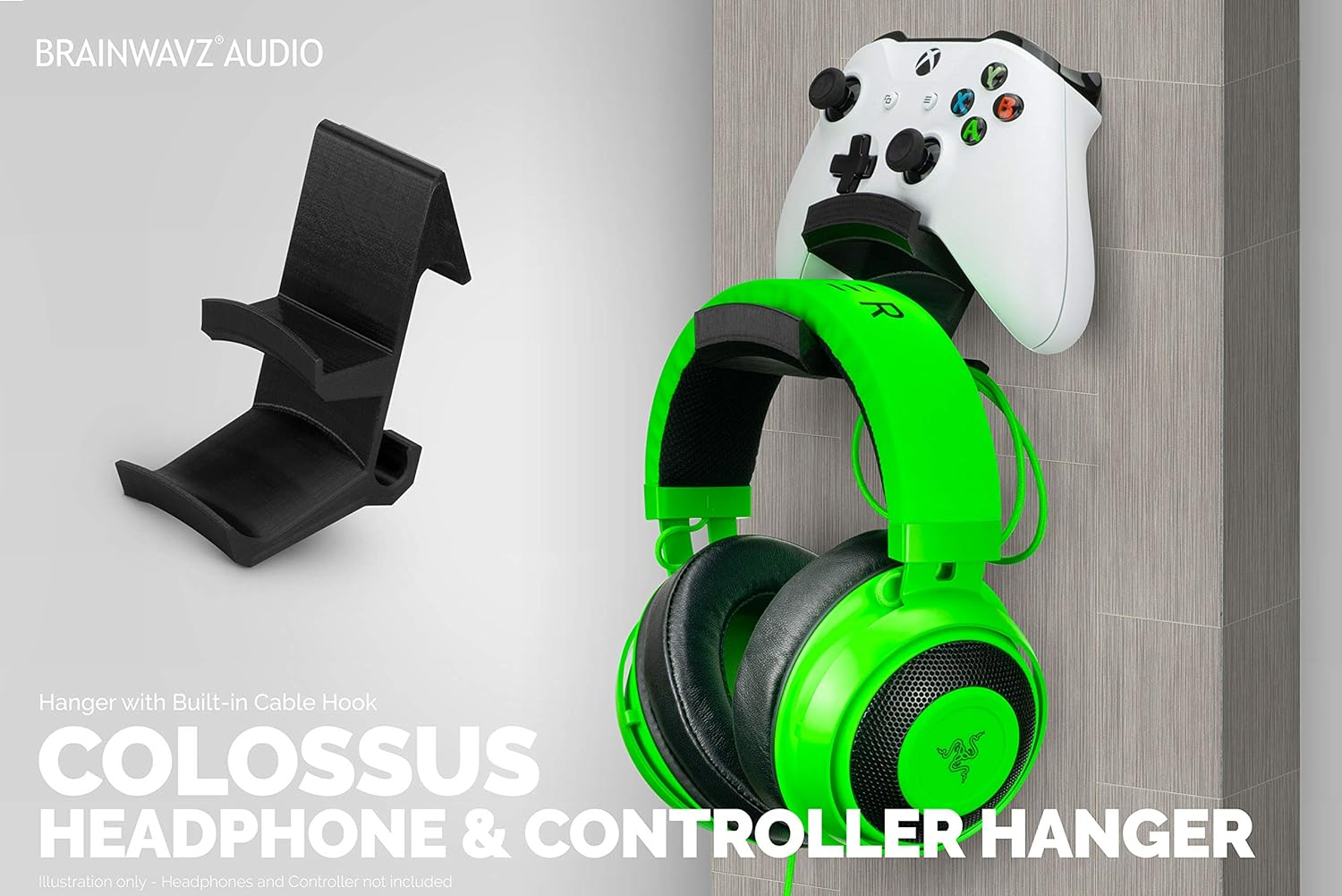 The Colossus - Gamepad Controller & Headphone Hanger Holder - Designed for Xbox ONE, PS4, PS3, Dualshock, Switch, PC, Steelseries, Steam & More by Brainwavz (Black) image number 1