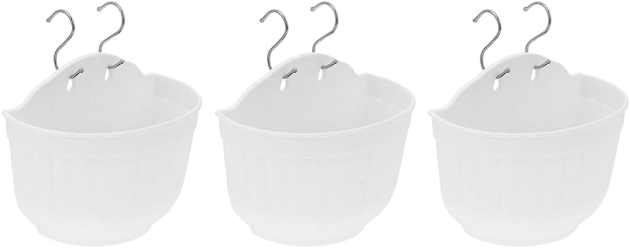 3Sets Wall Hanging Planters Outdoor Garden Pots Plastic Balcony Flower Pots Farmhouse Decor Easy to Use image number 1