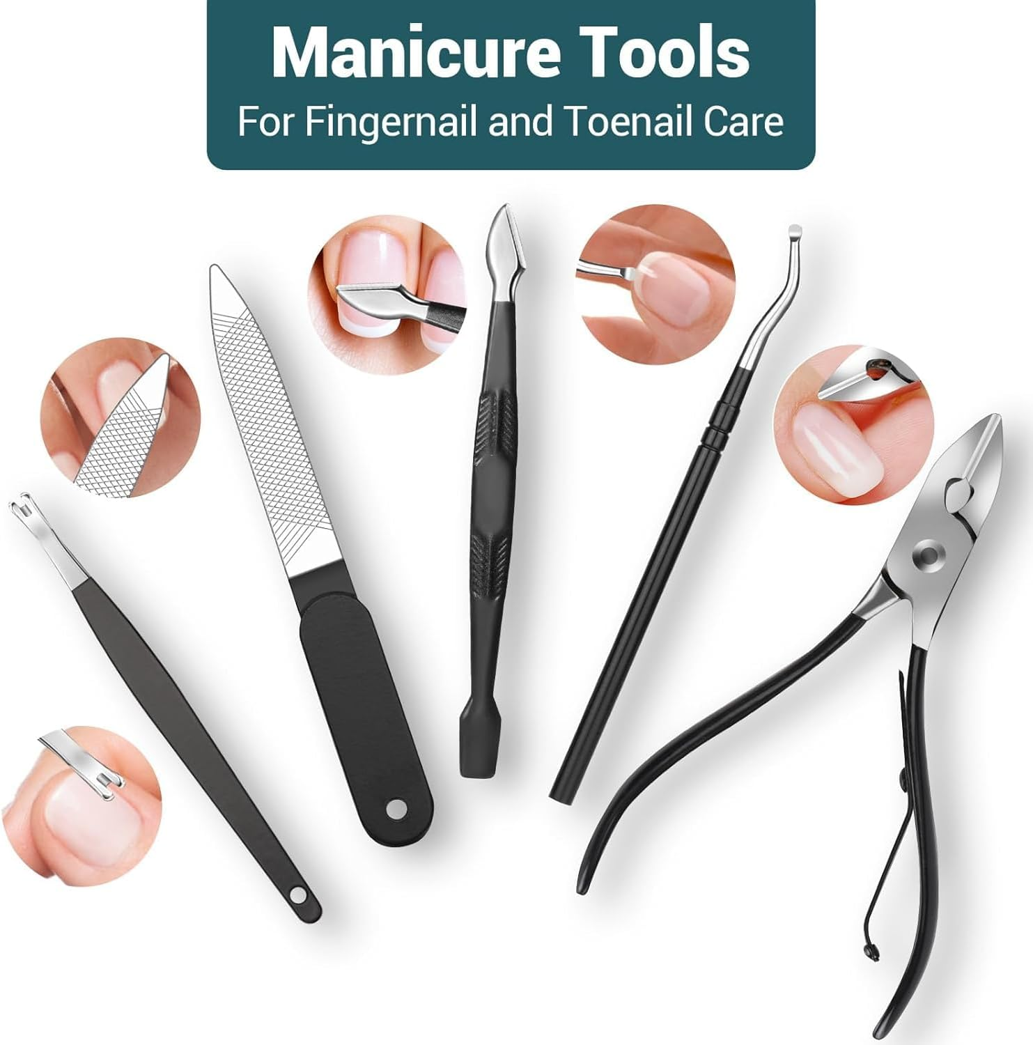 Manicure Set 18Pcs,Duaiu Manicure Pedicure Tools Kit,Nail Clipper Set Gifts for Women/Men,Stainless Steel Nail Set Manicure for Toe and Finger Nails Grooming Care with Zipper Bag image number 4