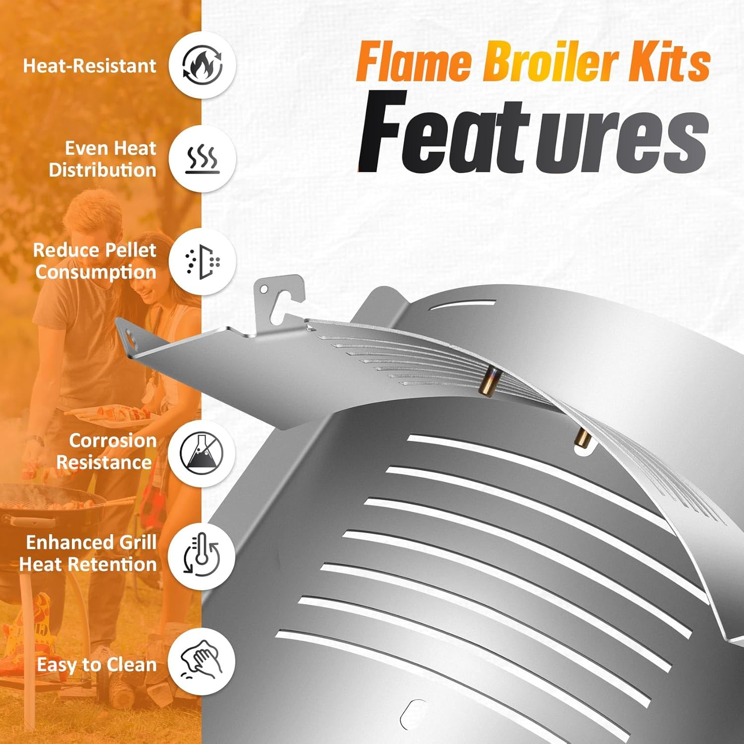 PB1230 Sliding Cover Bottom Kit, Flame Broiler Kit for Pit Boss 1230 Pellet/Gas Combo Grill, Compatible with PB1230CC, PB1100PSC2, PB550G, PB500SP, Grill Replacement Parts for Pellet Smoker image number 1