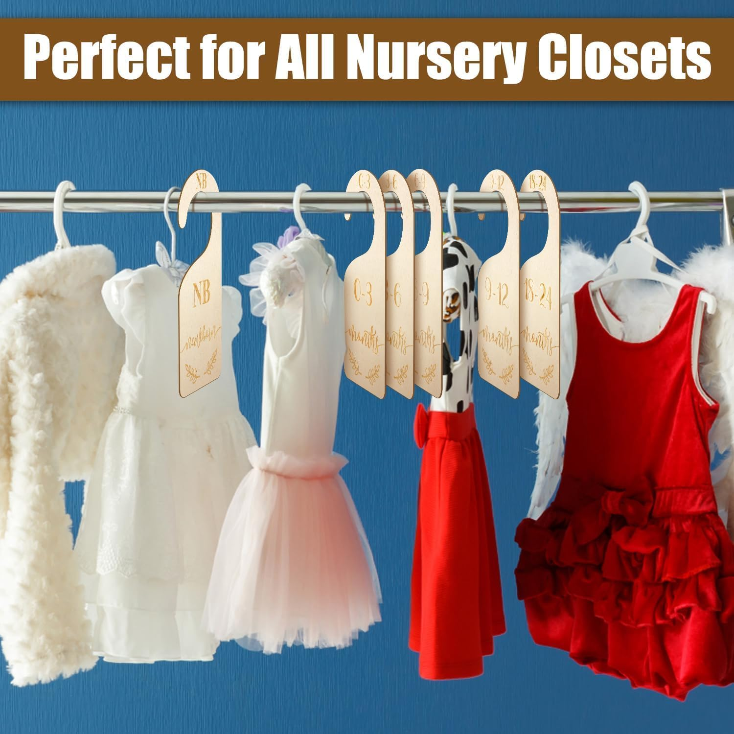 7Pcs Baby Wardrobe Size Dividers Baby Nursery Dividers,Wooden Newborn Wardrobe Divider,Baby Closet Divider Wooden Hanger Divider,Wooden Wardrobe Divider Clothes Divider,Baby Wardrobe Size Dividers image number 5