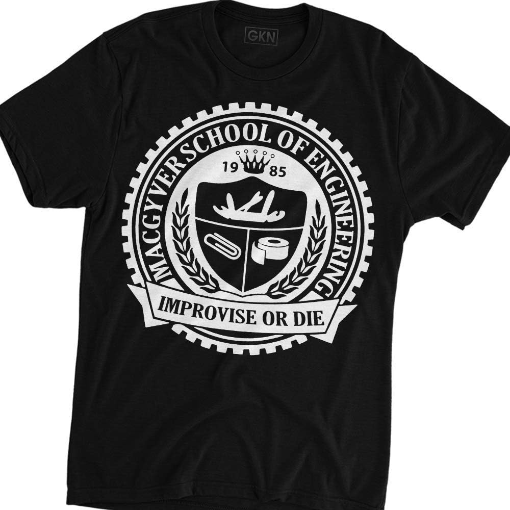 Vidiamazing Gknation Movies & Tv Macgyver School of Engineering Improvise or T-Shirt image number 1
