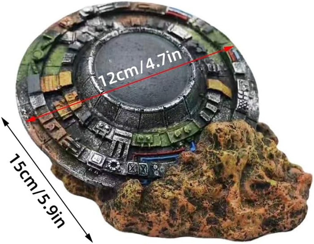 AIMALL UFO Wreckage Aquarium Ornament, Sci-Fi Portal Resin Craft, Space-Time Themed Fish Tank Decoration, 5.9X4.7 Inches image number 2