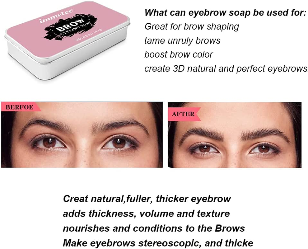 Immetee Brows Soap Kit,Eyebrows Styling Wax,Brows Shaping Soap,Excellent Stereotypes,Long-Lasting Eyebrow Enhancer Gel, 3D Feathery Brows Makeup Balm -10G/0.35Oz(1Pcs) image number 6
