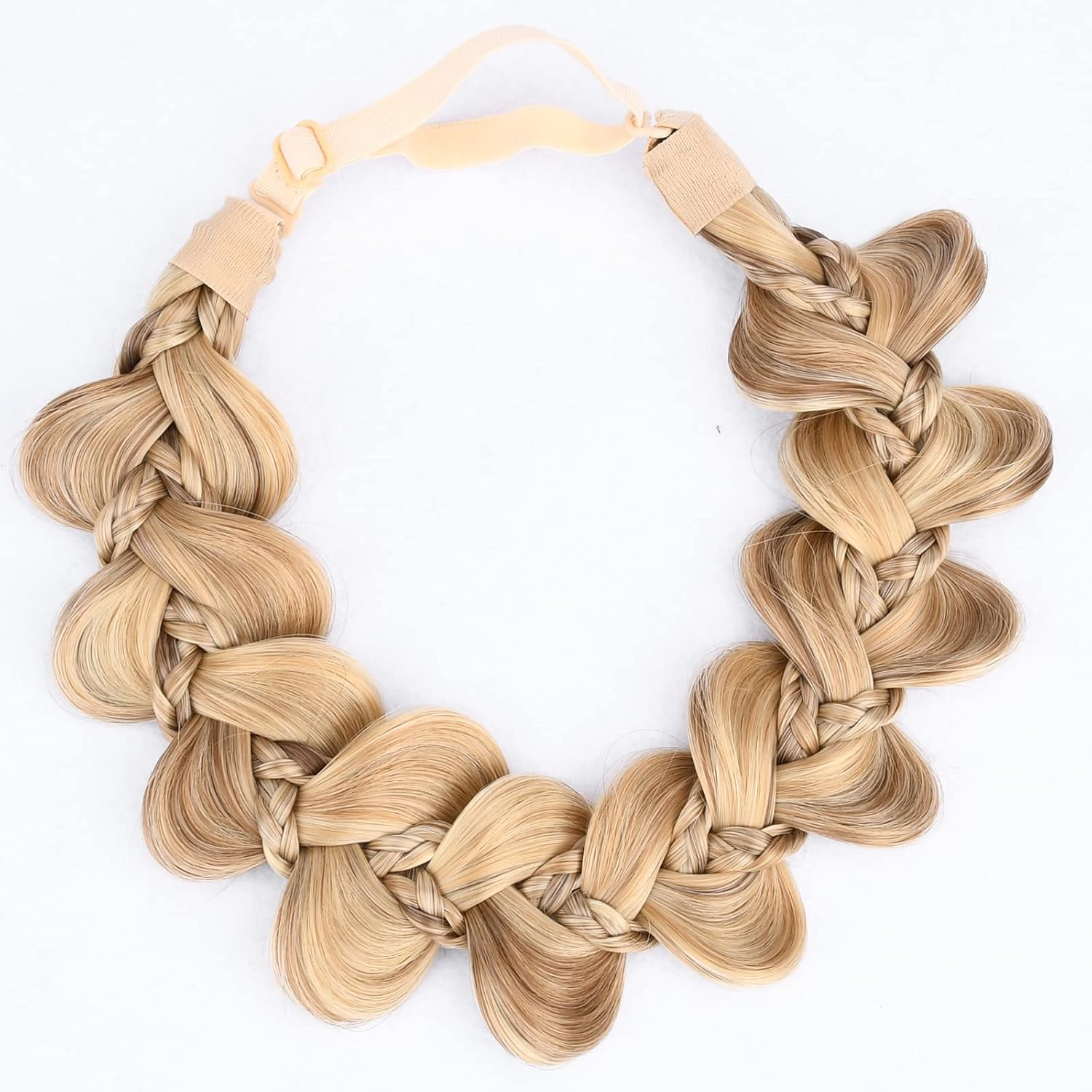 Gledola Bridal Hair Accessories, Wide Kinky Fishtail Braided Braids, Headband, Braided Synthetic Hair, Elastic Stretch, for Women, Bride (Strawberry Blonde)