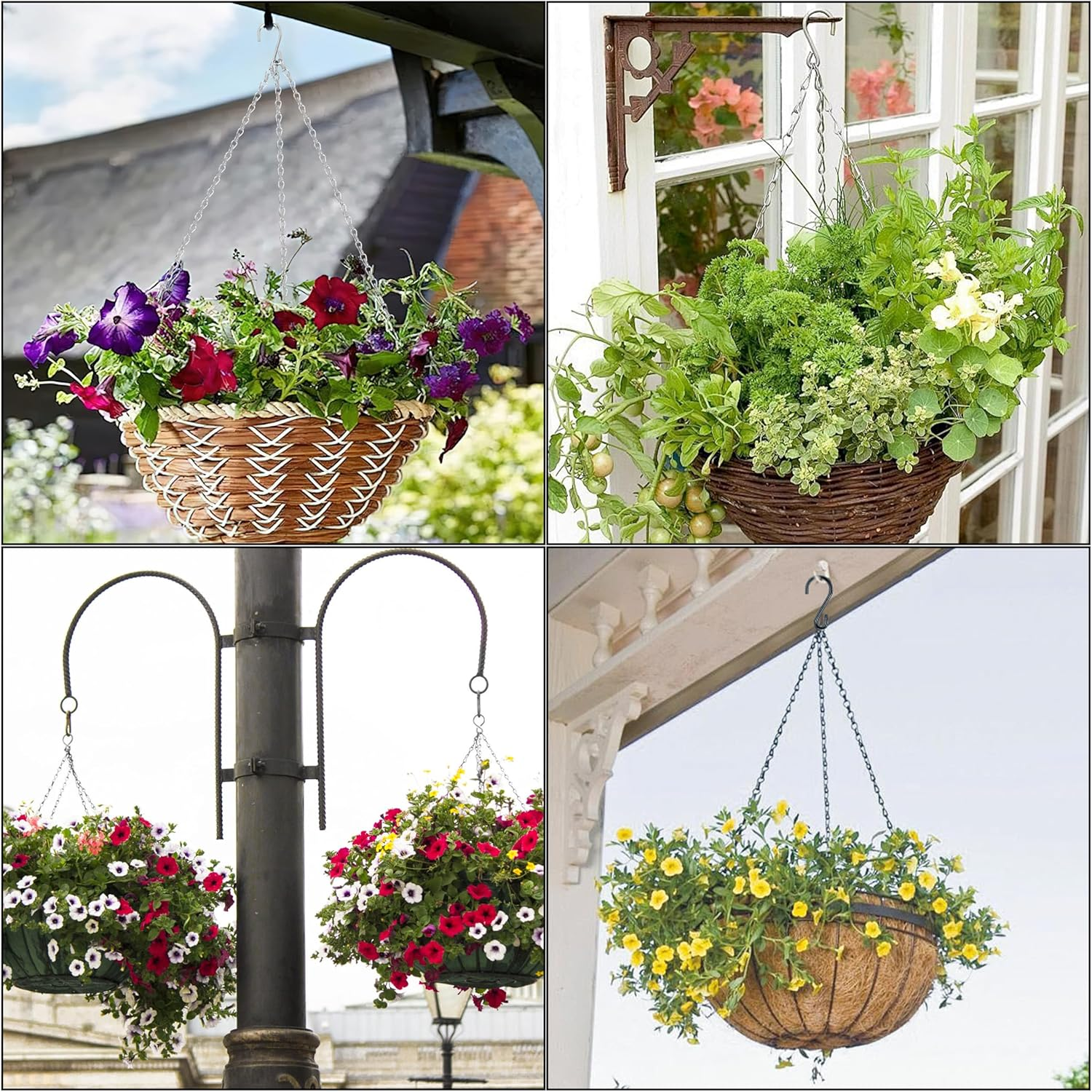 Hanging Basket Chain, 3 Pack 16 Inch Chain for Hanging Plants, Black Plant Chains for Hanging Baskets, 3 Leads Hanging Chain with Hooks for Flower Pots Basket Bird Feeders Sign Wind Chime Billboards image number 5