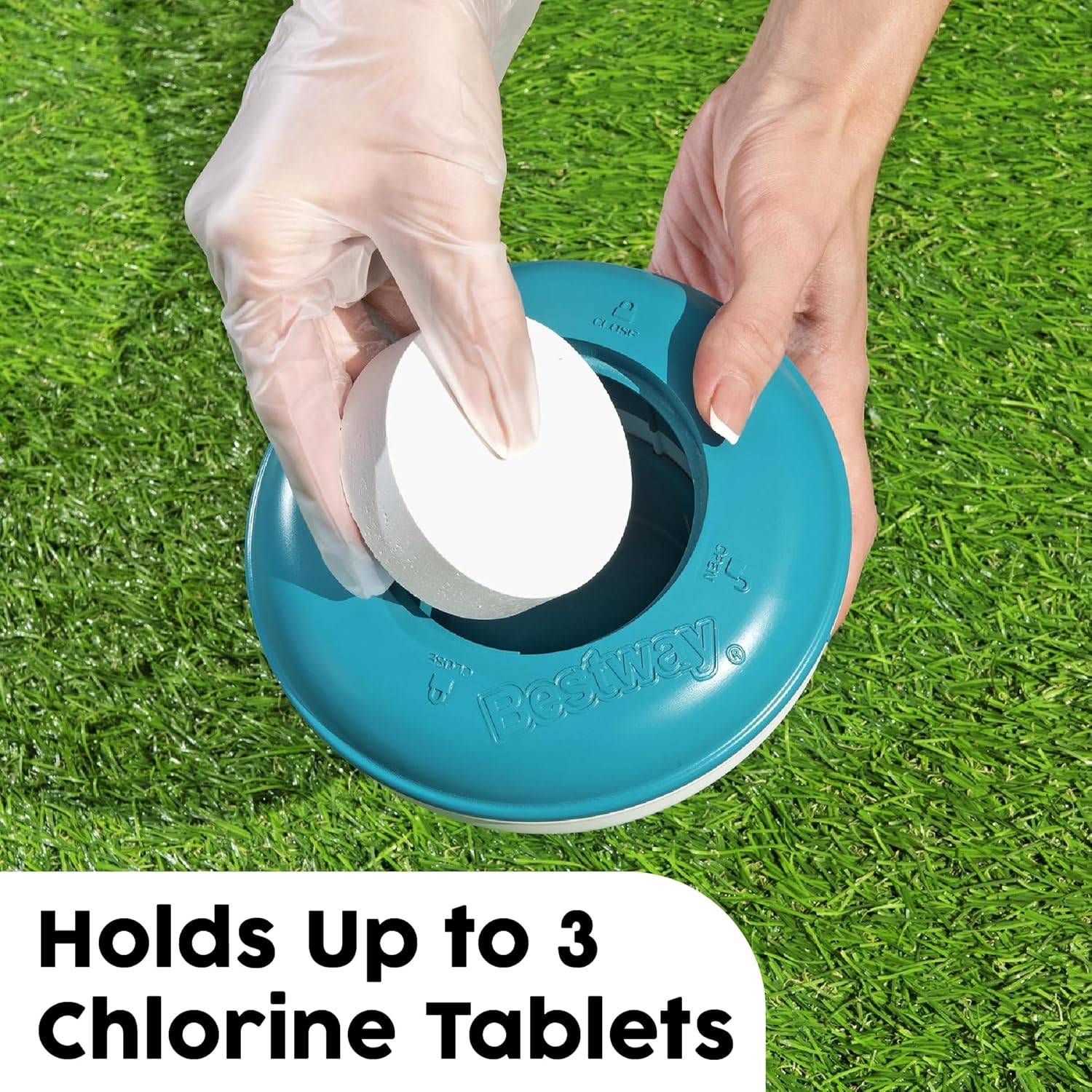 Bestway | Floating Pool Chemical Dispenser, Chlorine Tablet Dispenser for Swimming Pool, Teal image number 3