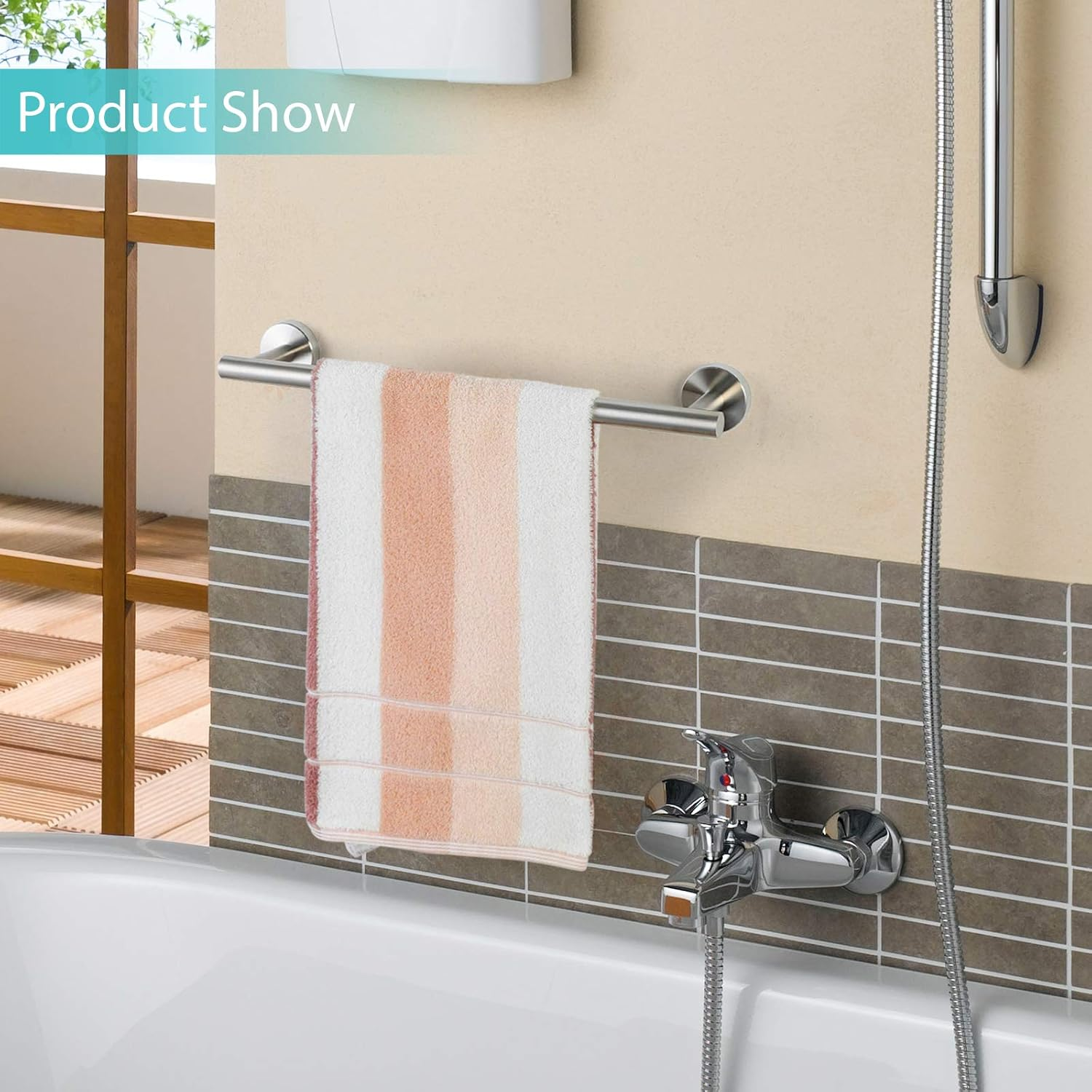 Hxcomet 16Inch Towel Rail Wall Mounted, Towel Stands, Towel Holder Screw Mounting Small Towel Rail for Bathroom and Kitchen SUS 304 Stainless Steel Brushed Finish,Silver/40Cm image number 4