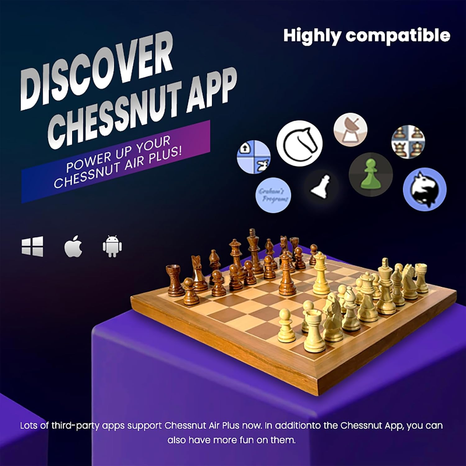 Chessnut Air + Electronic Chess Set, Wooden Chess Board with Leds, AI Adaptive Game, App, 1-2 Players, Age 8+ image number 4
