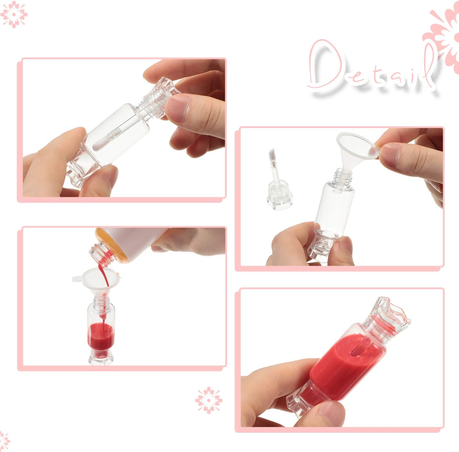 20 Pieces Empty Lip Gloss Tubes with Wand 9 Ml Mini Clear Candy Shape Lip Balm Tube Containers and 2 Pieces Funnel for DIY Cosmetics Women image number 2