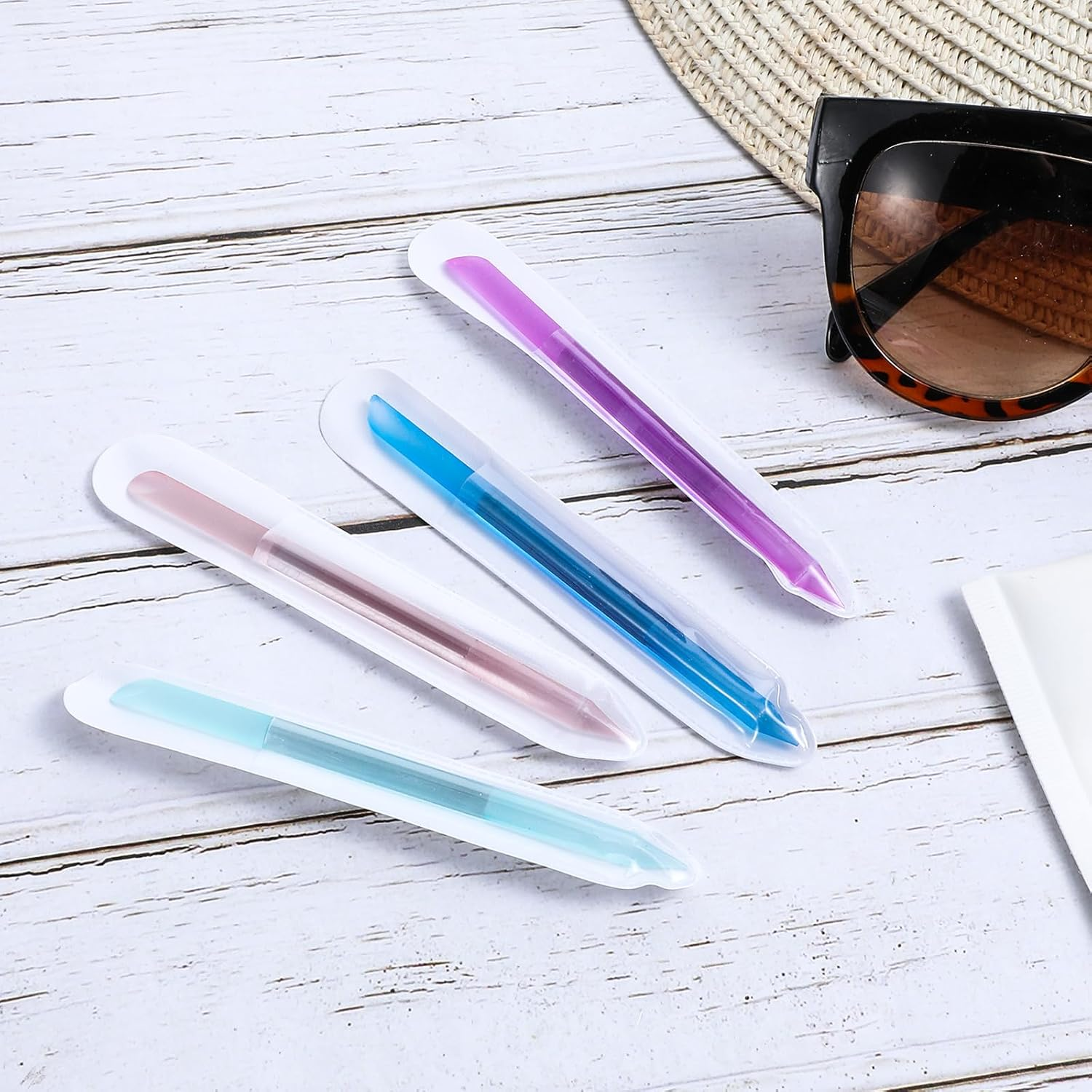 4PCS Glass Cuticle Pusher Tool, Dual-Ended Manicure Stick, Crystal Glass Nail File Women Professional Precision Filing Cuticle Remover Tools for Natural Nails & Cuticles Care (Purple Green Blue Pink) image number 4