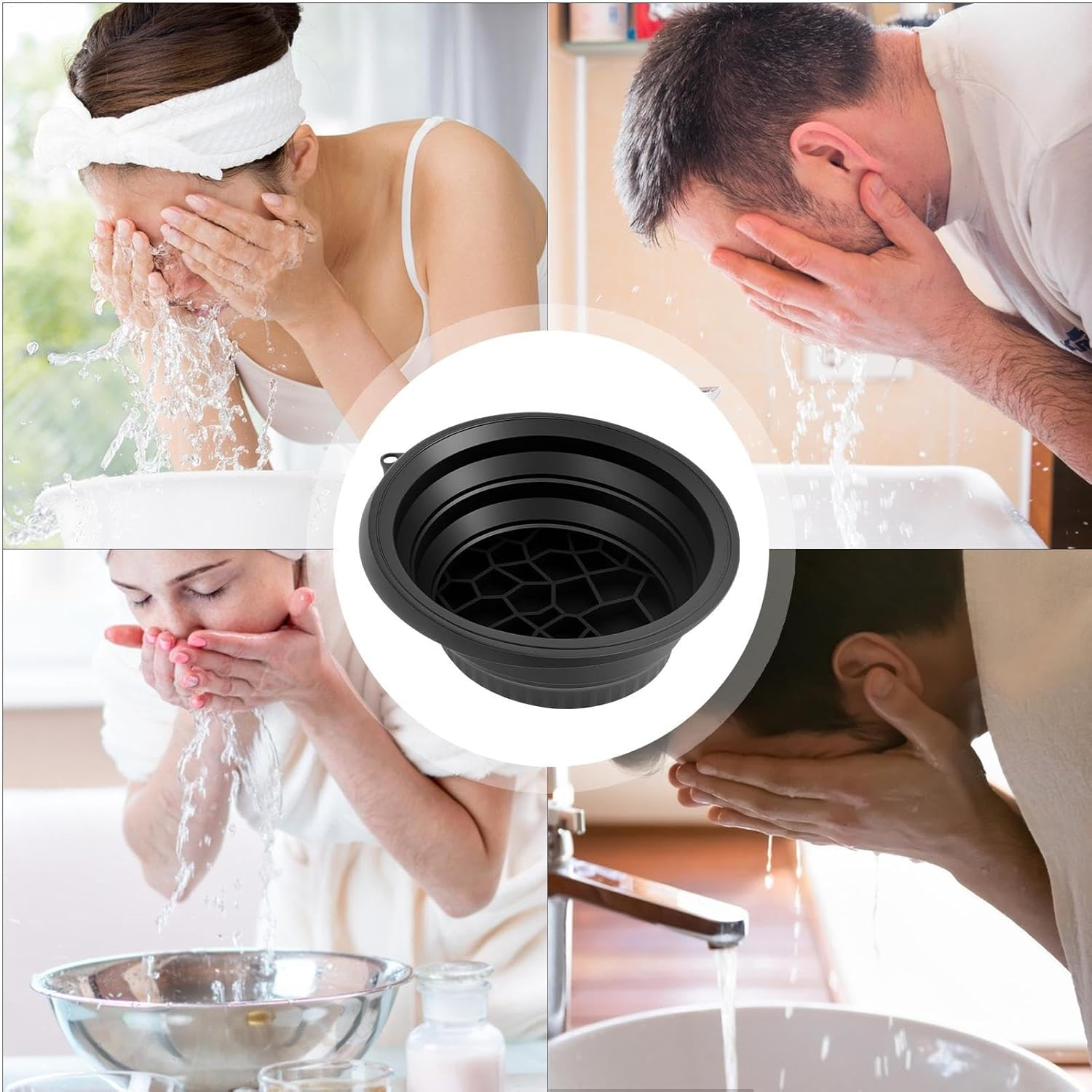 Foldable Face Bowl, Silicone Face Ice Bath Bowl with Built in ICES Tray, Cooling Washing Basin with Build in Cube Tray for Facial Roller Skin Care Spa Kitchen Home image number 2