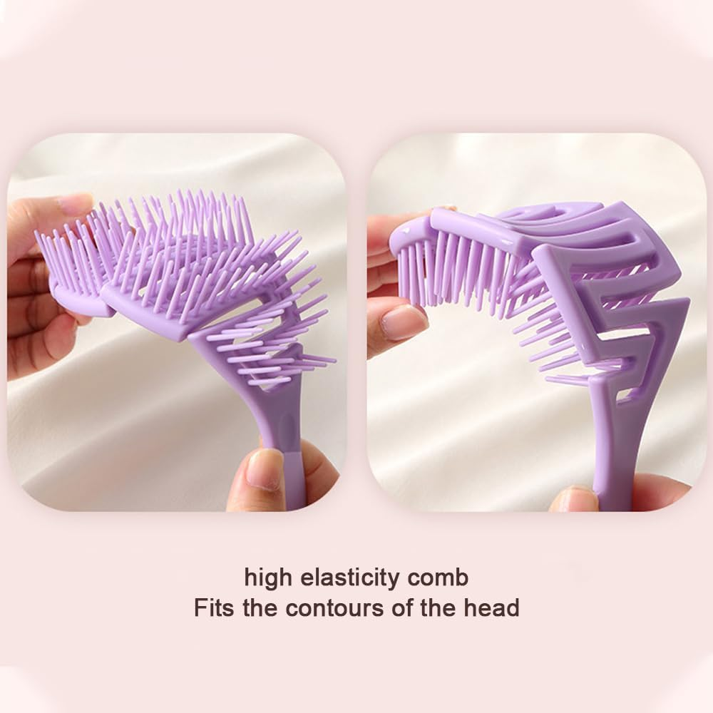 Organic Hair Brush without Pulling for Women Men Children Dry & Wet Detangler Brush for Curls Long Short or Straight Hair Scalp Massage Brush Professional (Purple) image number 1