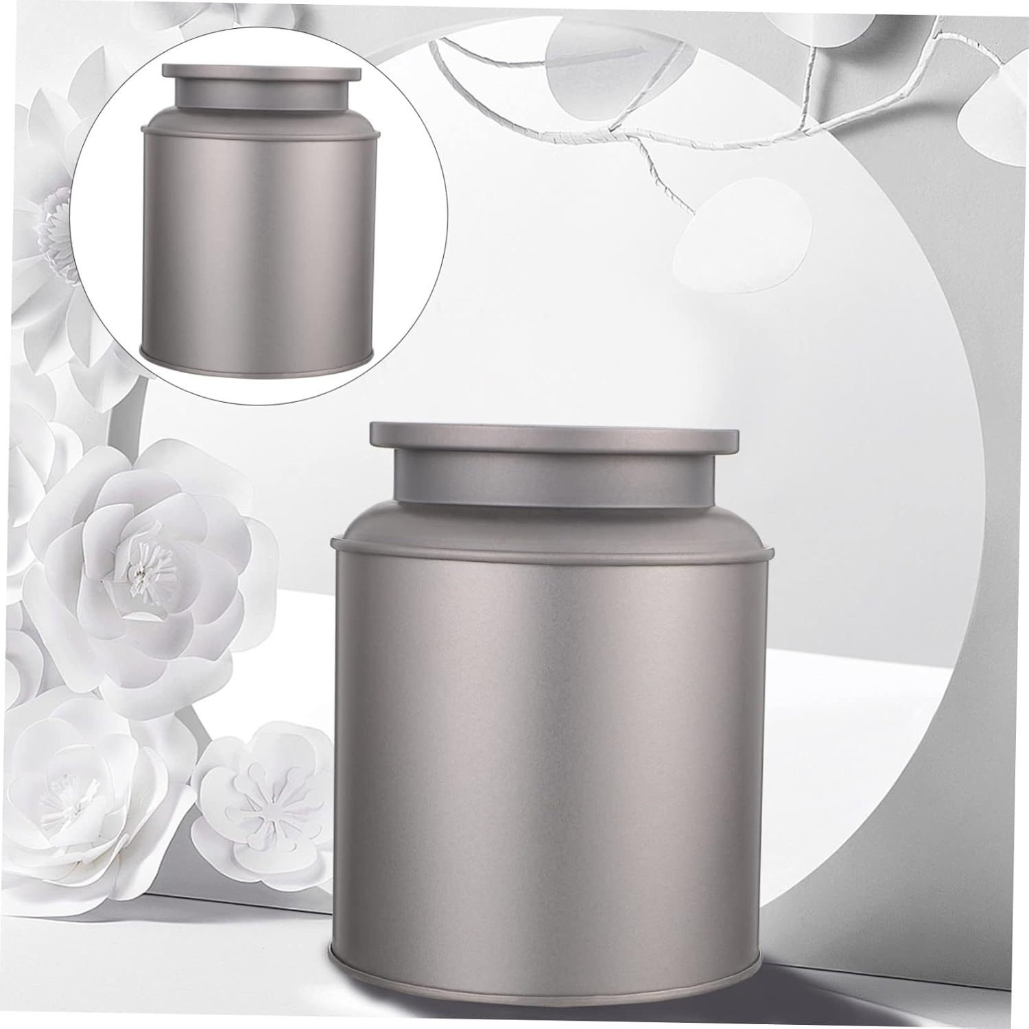 GRIRIW Tinplate Tea Jar with Secure Lid for Office and Home Loose Leaf Tea Storage image number 2