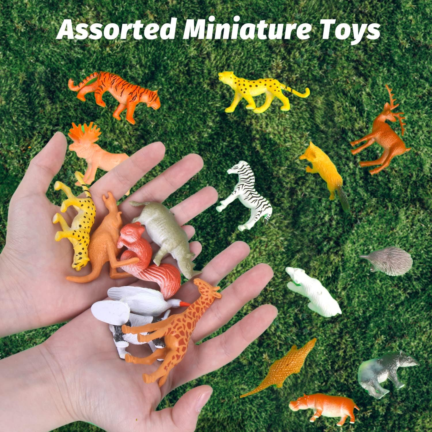 LOMIMOS 53Pcs Mini Jungle Animal Figures Toy,Assorted Miniature Realistic Animal Figurines Model Cake Topper Decoration for Children Kid Birthday Christmas Educational Learning Party image number 1