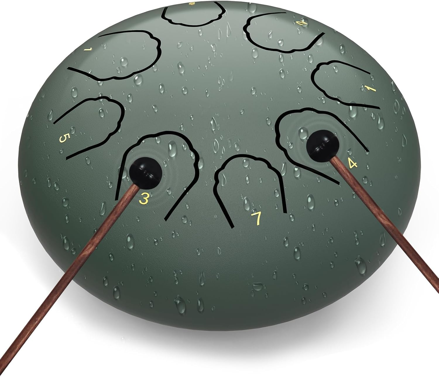 Professional Steel Tongue Drum for Adults & Kids - 6 Inch Hand Percussion Instrument Rain Drum with 8 Notes for Yoga, Meditation, Music Therapy & Concerts Play (Green, 6 Inch) (Green)