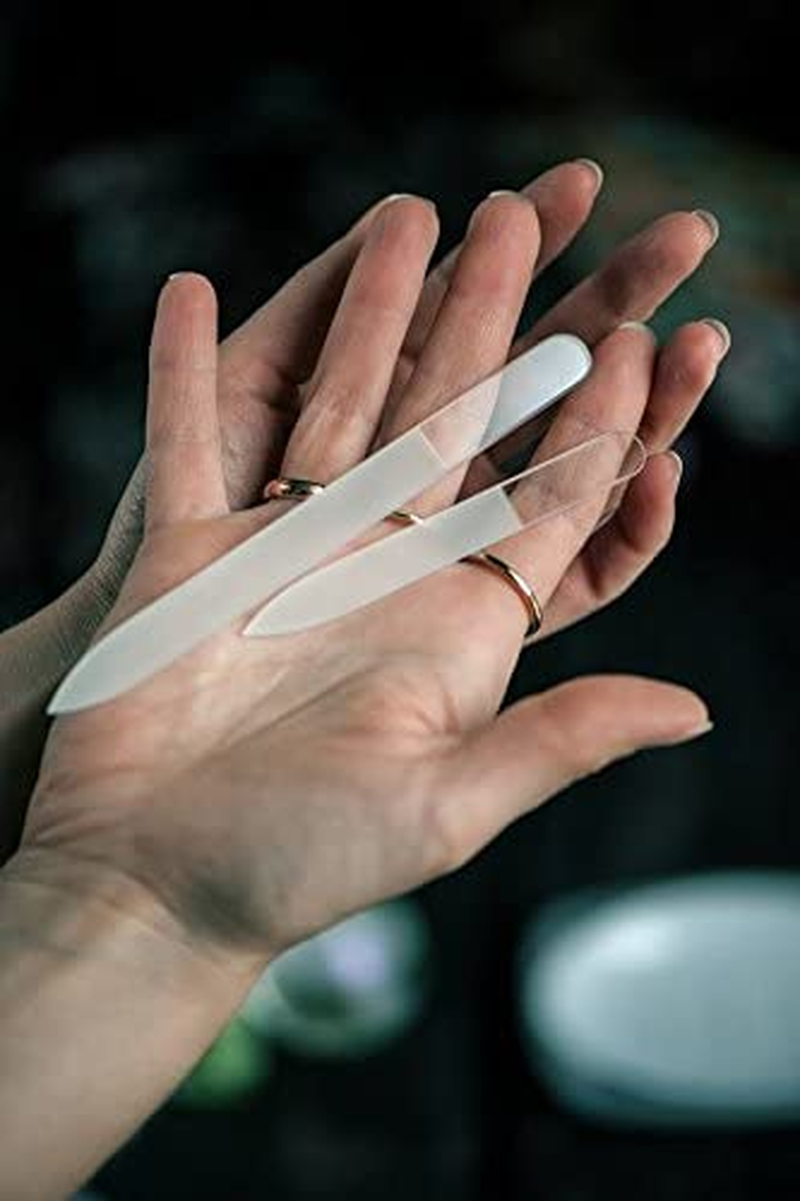 Mont Bleu Set of 2 Czech Glass Nail Files - Genuine Czech Tempered Glass - Handmade Gifts - Double Sided - Etched - Crystal Nail Files for Natural Nails image number 5