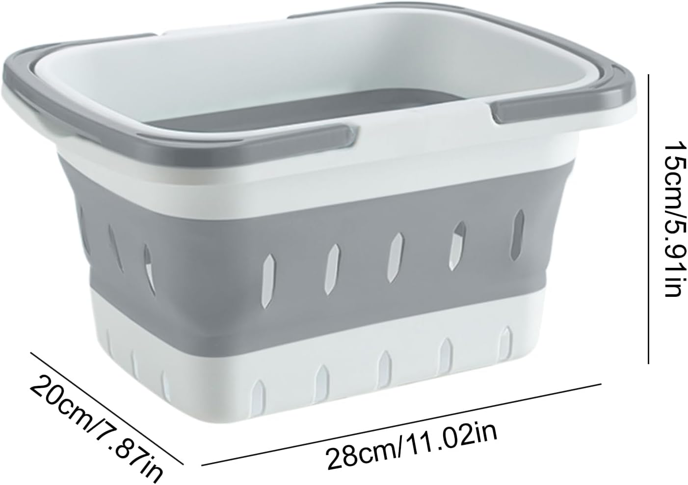 Basket for Shower,Folding Bath Basket with Handle - Portable Shower Organizer for Gym Home Dorm College Apartment RV Camping - Gray image number 6
