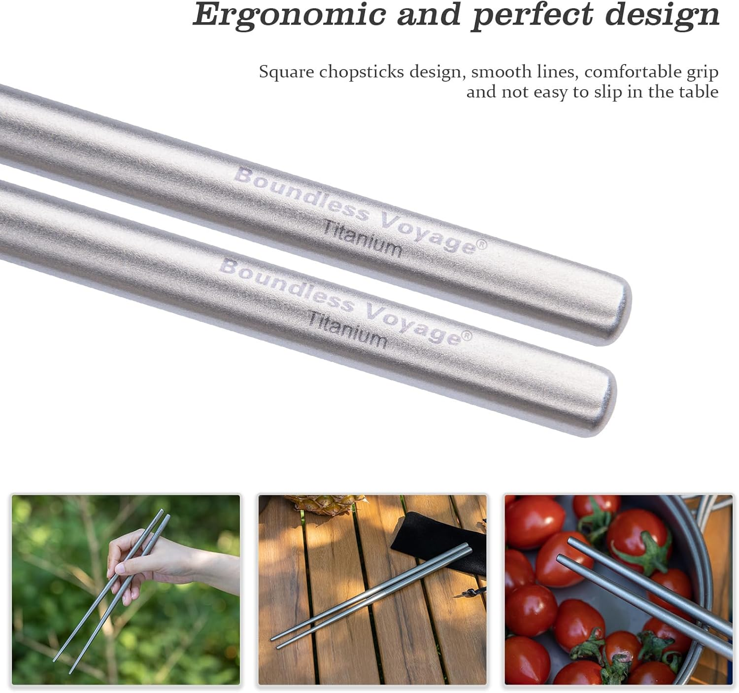Boundless Voyage Titanium Detachable Chopsticks Outdoor Camping Portable Tableware with Storage Bag Ti1007T image number 1