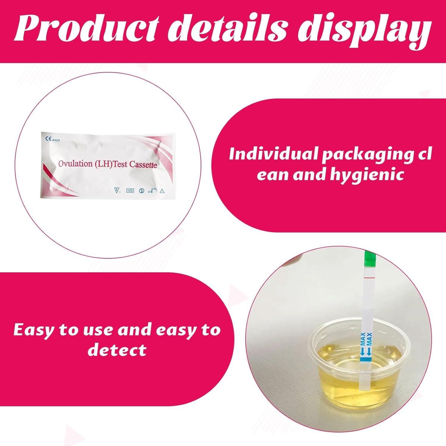 Ovulation Test Strips Kit, 50Pcs Ovulation Strips, Ovulation Tests Tracker Predictor Kit for Women, Accurately and High Sensitivity Result Ovulation Home Test Strips, Easy at Home Ovulation Kits image number 4