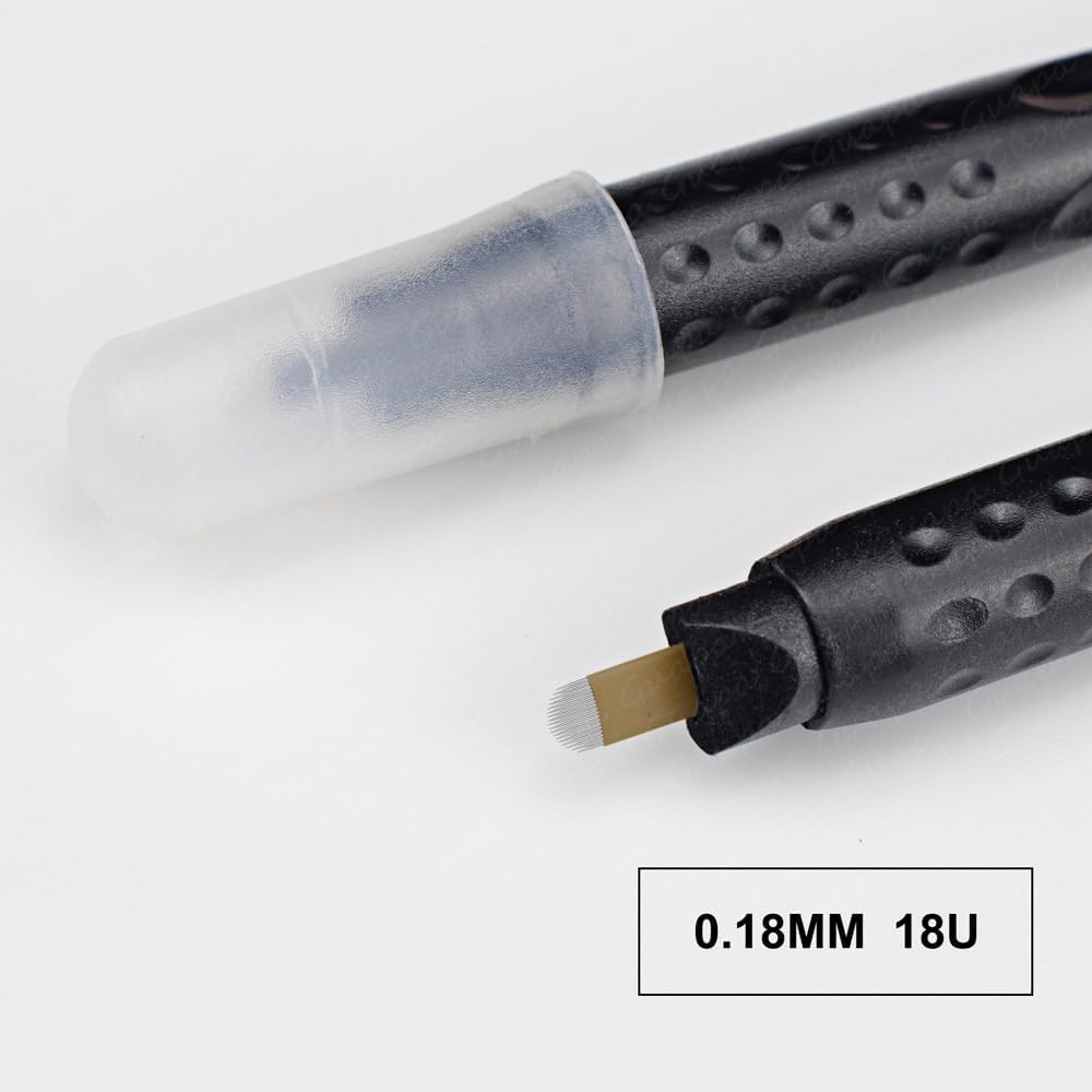 Pack of 10 Disposable Microblading Pens for Eyebrows, Eyeliner and Lips. Semi-Permanent Tattoo Tool with Comfortable Grip, Suitable for Beginners (10PCS 0.18Mm 18U)