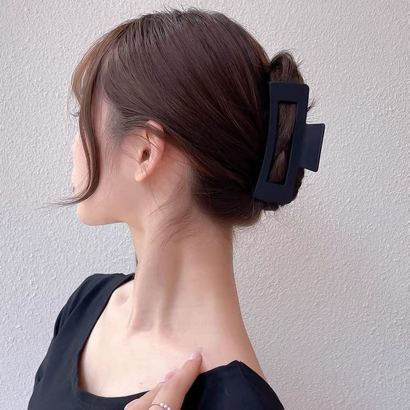 Black Claw Clip Matte Hair Claw Large Hair Clips for Thick Hair Accessories, Hair Jaw Clips for Women Girls Hair Clamps Non Slip Hair Clips 2Pcs image number 1