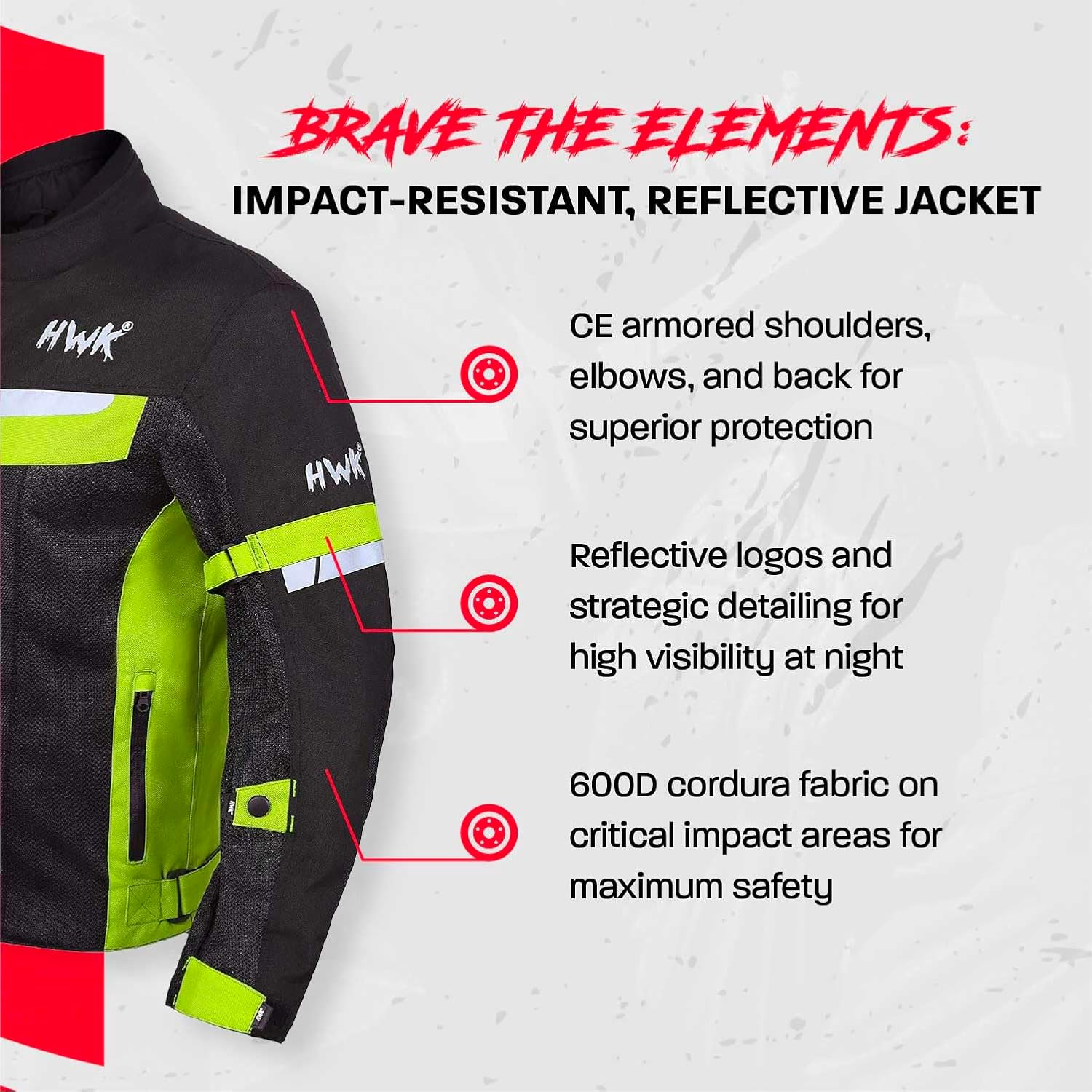 HWK Mesh Motorcycle Jacket Riding Air Motorbike Jacket Biker CE Armored Breathable, Green, Xx-Large