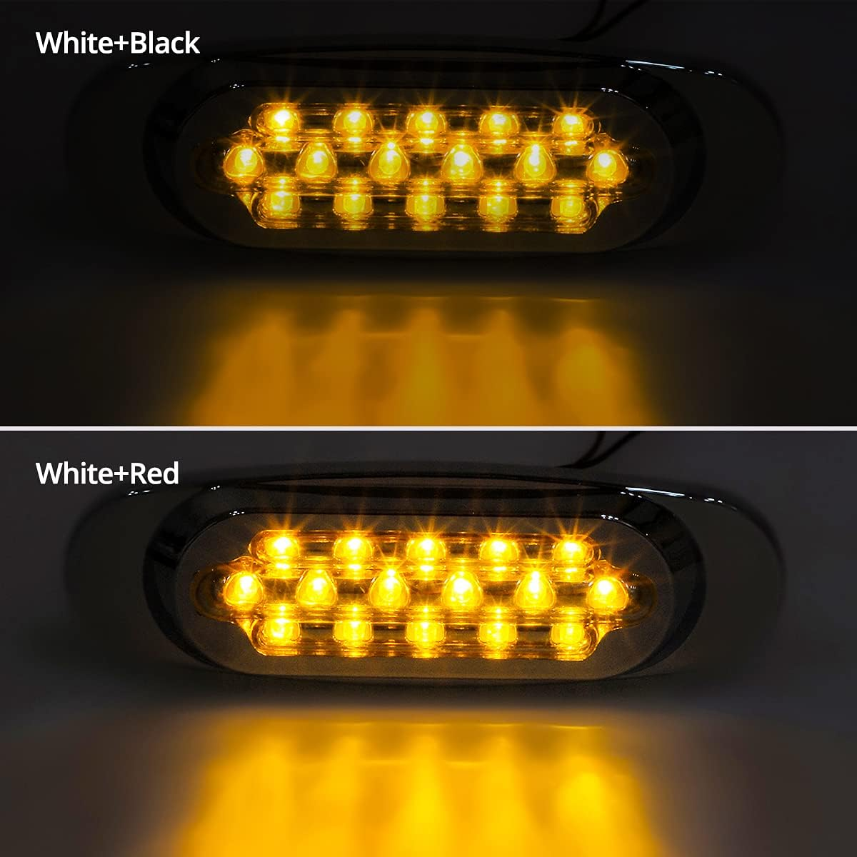 Partsam 10Pcs 6.5 Inch Clear Lens Amber Led Oval Marker Light 16 Diodes Sealed Flush Mount Led Side Marker Lights Turn Signal Lights Cab Panel Lights Replacement for Kenworth/Peterbilt image number 4