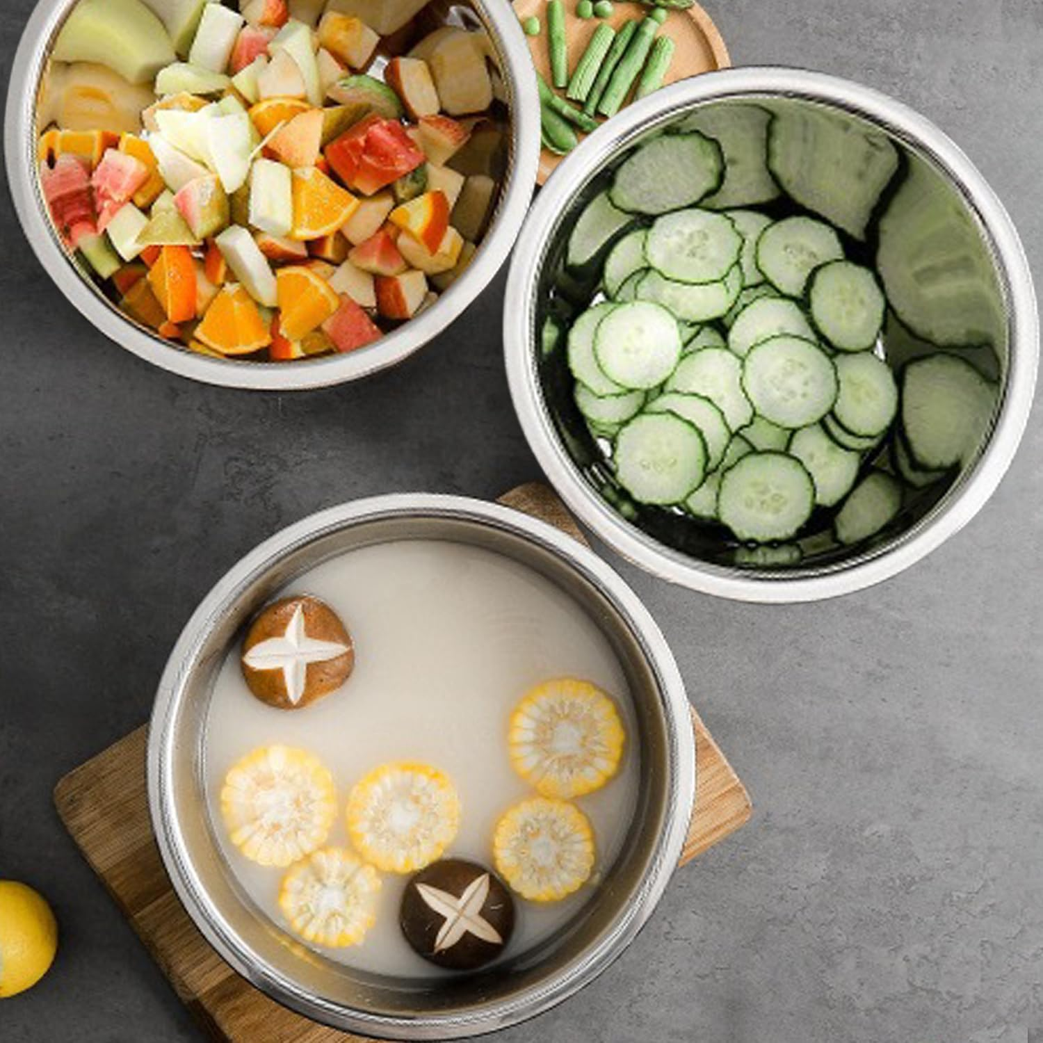 WANBY Stainless Steel Bowls Set 54 Oz Large Metal Salad Bowls Unbreakable Dinner Bowls Set Dishwasher Safe for Kitchen Home Camping Outdoor Party BBQ (4) image number 5