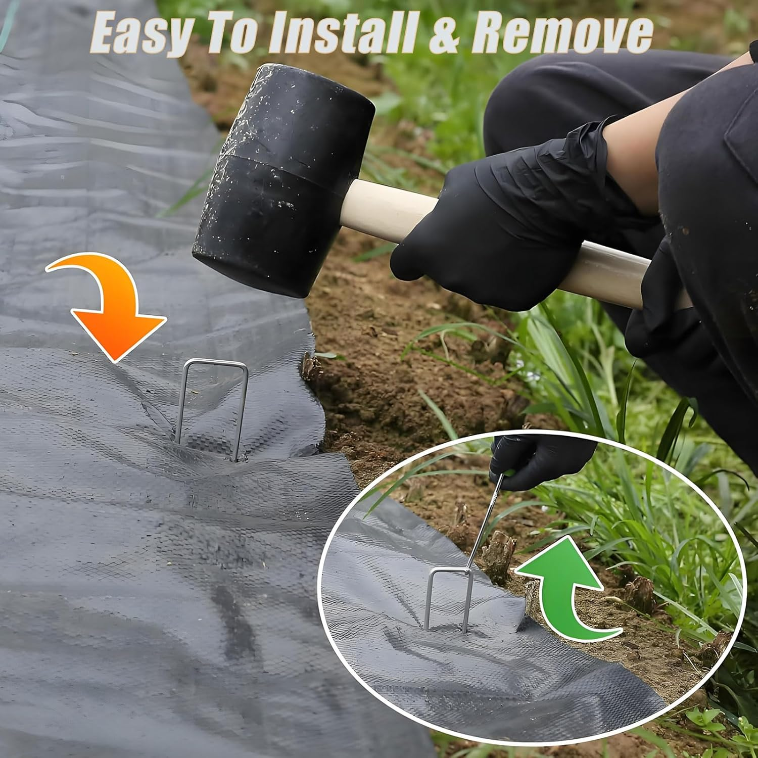 MYTOAU 100 PCS Landscape Staples Garden Stakes,U Shaped Galvanized Pins 4 Inch Heavy Duty Galvanized Garden Staple Tent Pegs for Fences,Lawns,Weed Barriers,Landscape Fabrics,Netting, Irrigation Hose image number 6