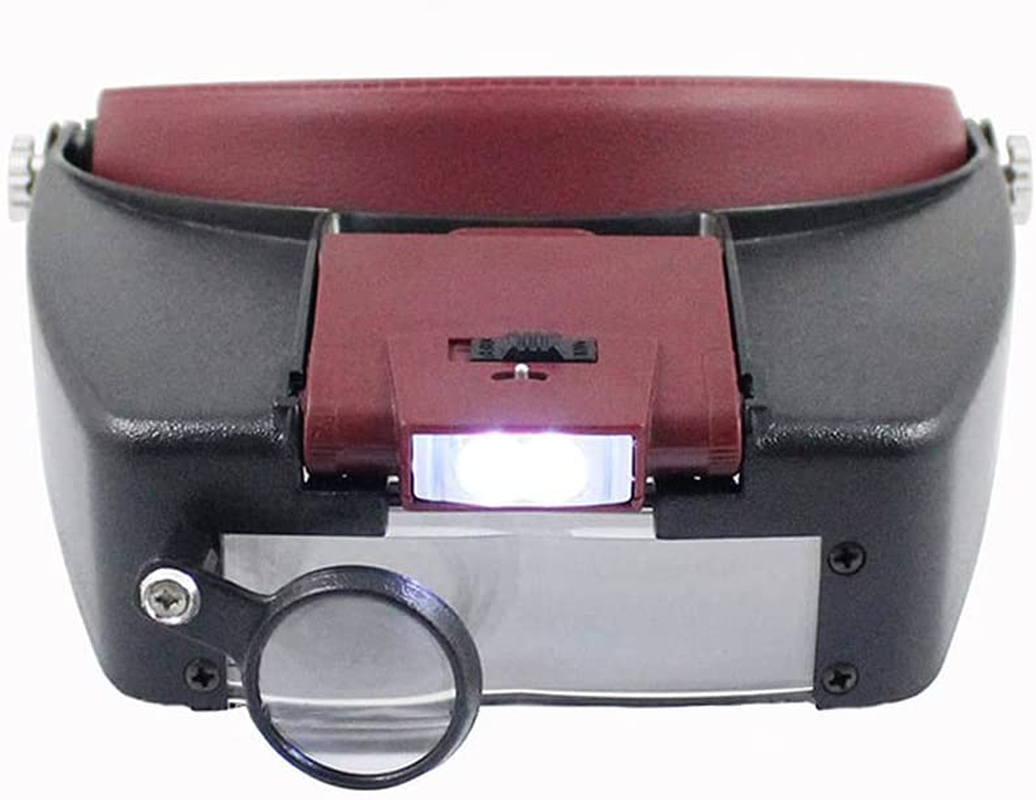 Meichoon Headband Magnifying Glasses with 2 LED Lights Head Lamp Loupe,1.5X 3X 6.5X 8X Eyewear Magnifierfor Repairs Reading Jewelry Making image number 2