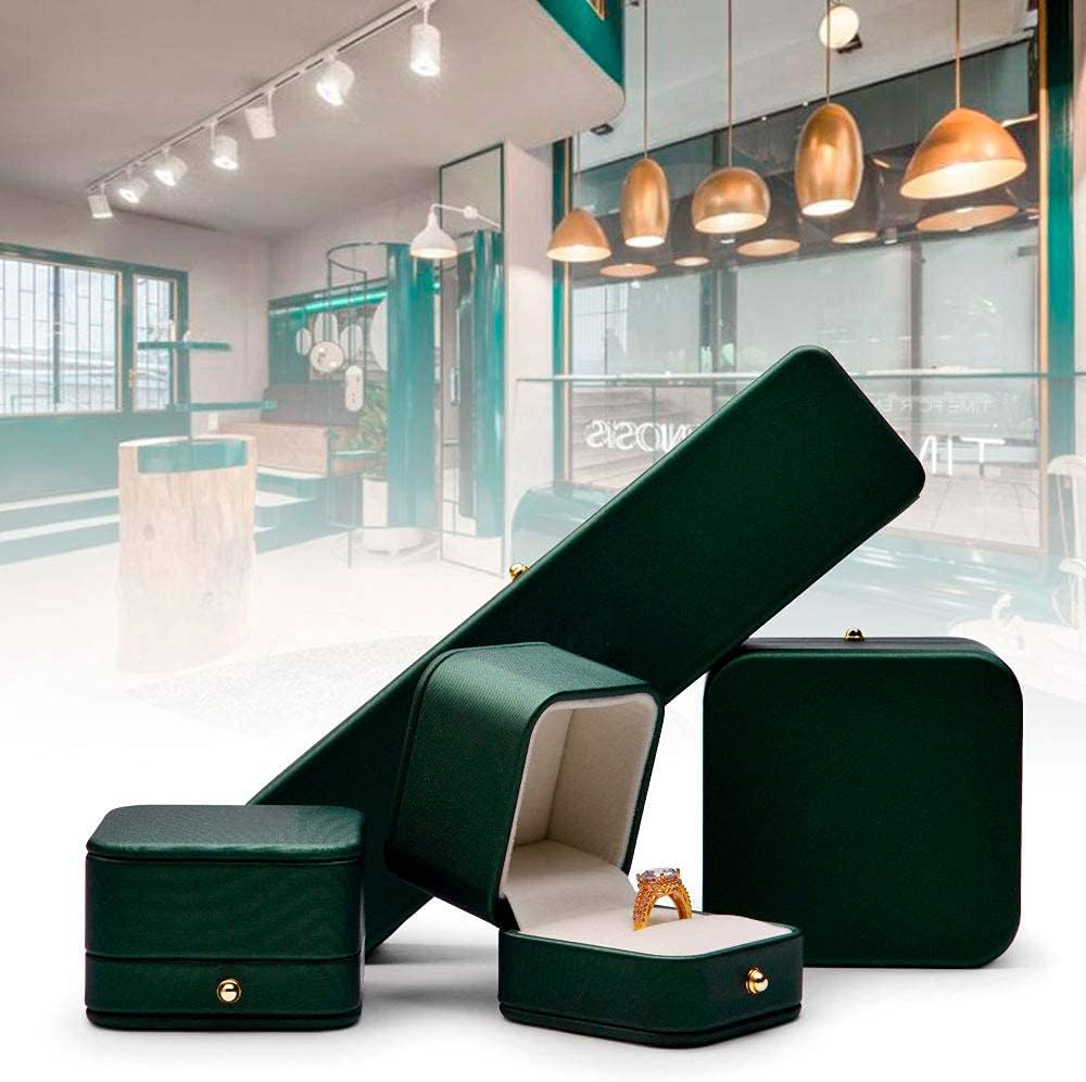 Oirlv Gorgeous Blackish Green Ring Box Premium Leather Ring Bearer Box for Wedding,Proposal Jewelry Gift Case (Ring Box) &hellip; image number 4