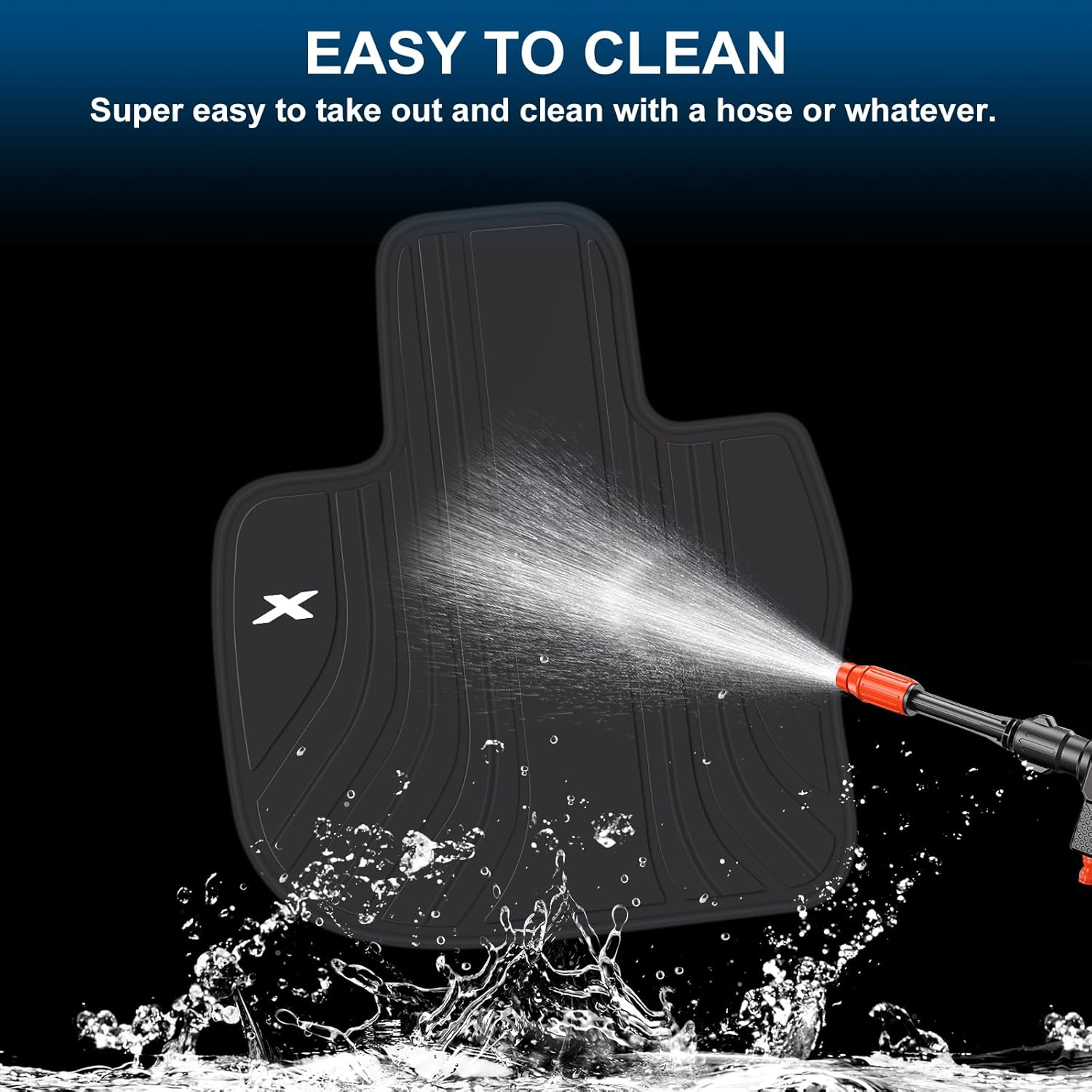 San Auto Car Floor Mat for BMW X3 G01 X4 G02 2018 2019 2020 2021 2022 2023 2024 Custom Fit Black Navy Blue Rubber Auto Floor Liners Set All Weather Protection Heavy Duty Odorless - Full Black image number 6