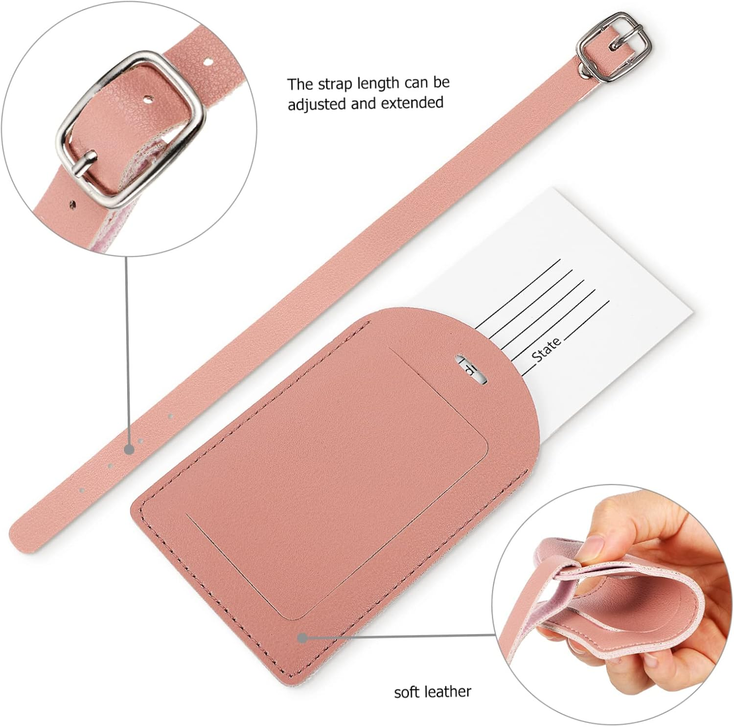 GAXIRE 8Pcs Leather Luggage Tags Set Thicken PU Travel Accessories with Flipping Lid for Privacy Protection Suitcase Tags for Easy Identification image number 1