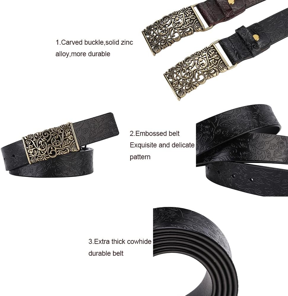 IWFTC Ladies' Vintage Belt-Genuine Leather,Adjustable Sizing,Timeless Design for Dresses,Skirts,And Jeans, Retro Elegance image number 5