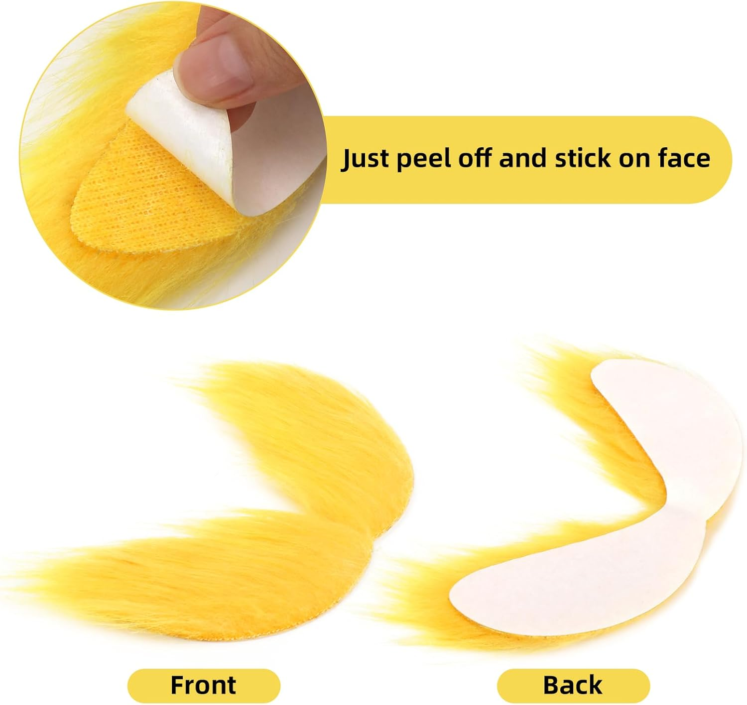 Taefuhnn Yellow Mustache and Eyebrows Glasses for for Kid and Adult, Fake Beard Moustache, Novelty Facial Hair Halloween Costume Accessories for Book Week Cosplay Funny Party Favor image number 4