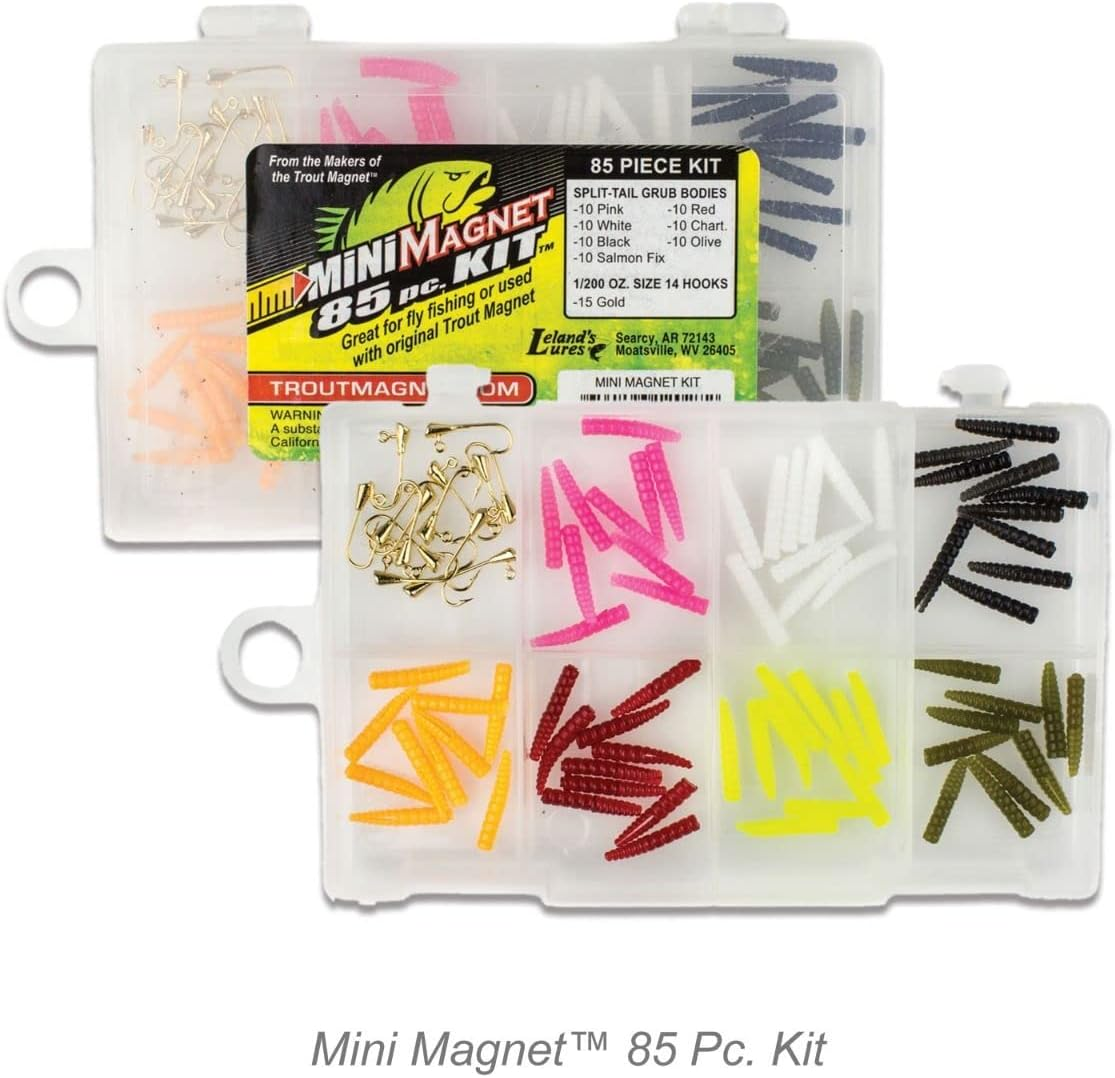 Trout Magnet Mini Magnet Kit - 70 Grub Bodies and 15 Size 14 Hooks