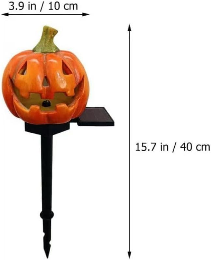 YZYOE LED Solar Pumpkin Head Ground Light, Halloween Outdoor Atmosphere Decoration Lamp, Cute Resin Pumpkin Head Courtyard Landscape Lights.