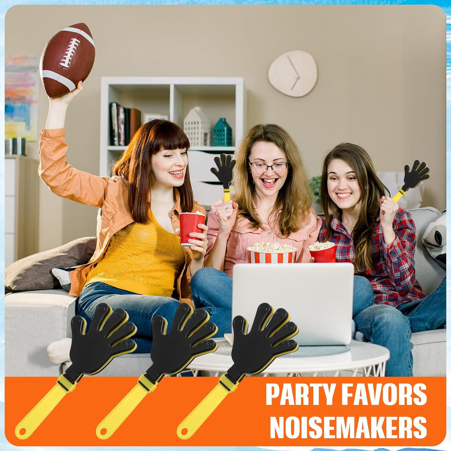 ZCYSRLQIN 24 Pcs Hand Clappers 7.5 Inch Plastic Clappers Noisemakers Party Favors Clapping Noise Maker Birthdays Game Prizes Classroom Rewards Football Sporting Events Cheers Supplies (Yellow,Black)