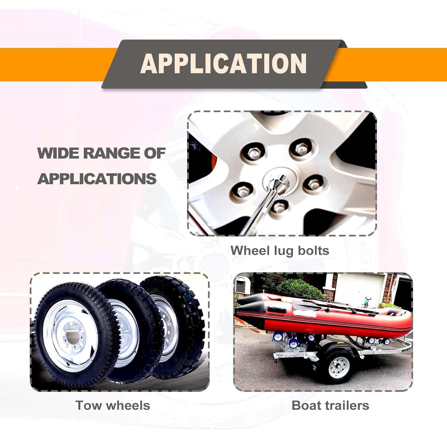 10 Pcs 1/2-20 Inch Silver Stainless Iron Trailer Open End Lug Nuts, 509 Tire Lugs Wheel Nuts, Open End Acorn Bulge Wheel Lug Nuts for Trailers image number 4