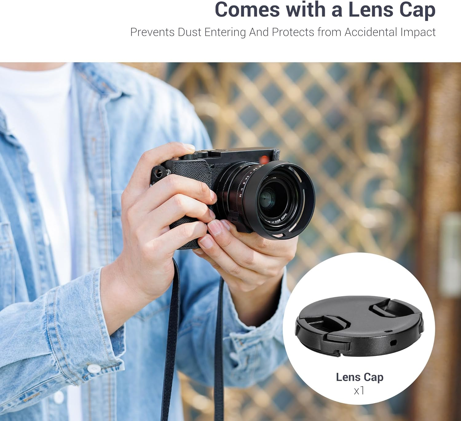 JJC Aluminium Alloy Lens Hood for Leica Q3 Q2 Q Camera Lens, Black, Standard, Aluminum Alloy with Lens Cap Protection image number 1