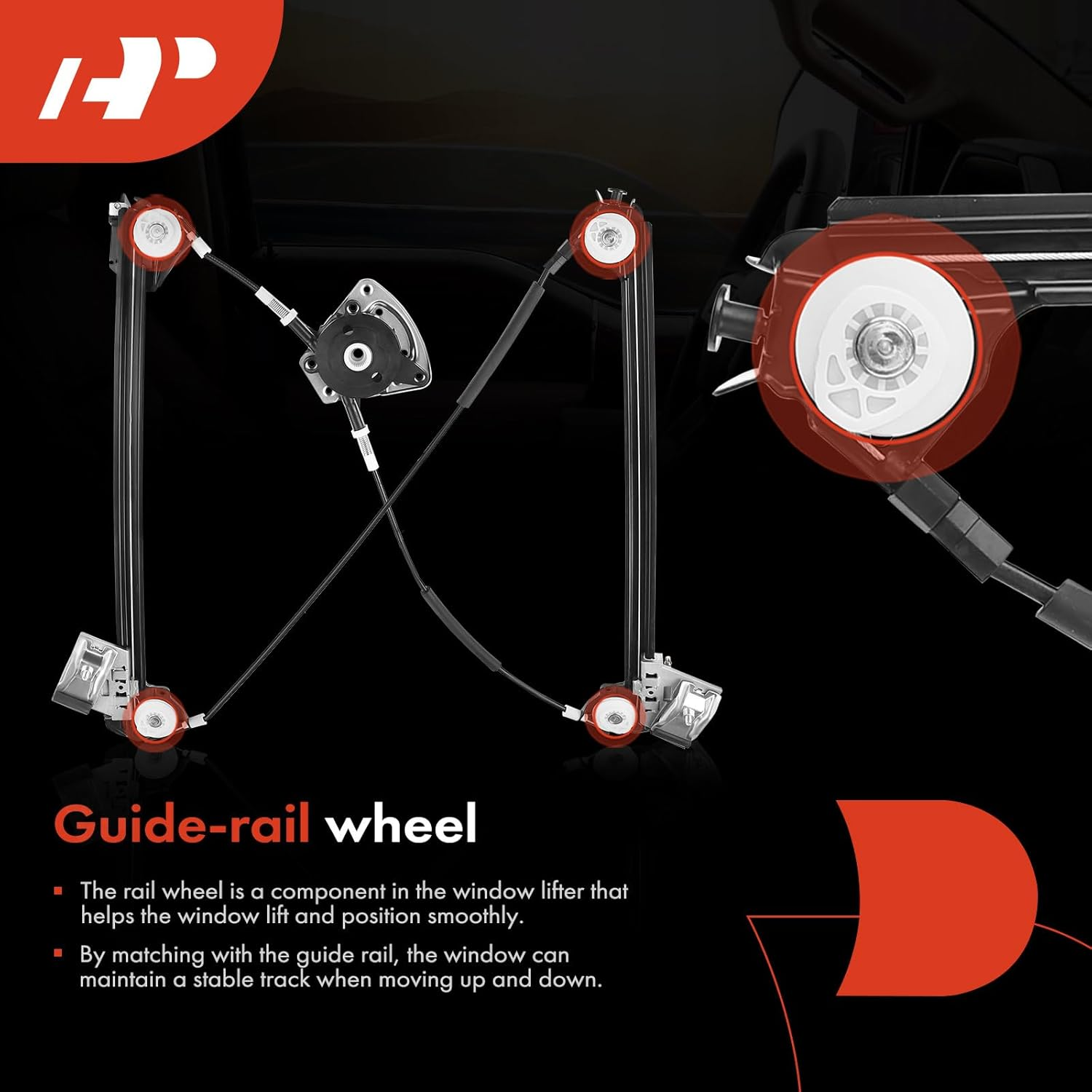 A-Premium Power Electric Window Regulator without Motor Compatible with Porsche 911 1999-2005 Front Right Passenger Side