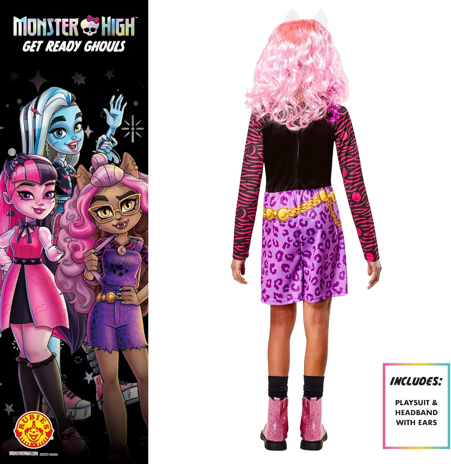 Rubies Clawdeen Classic Costume for Girls, Dress and Headband, Official Monster High Costume for Carnival, Christmas, Birthday, Party and Halloween image number 6