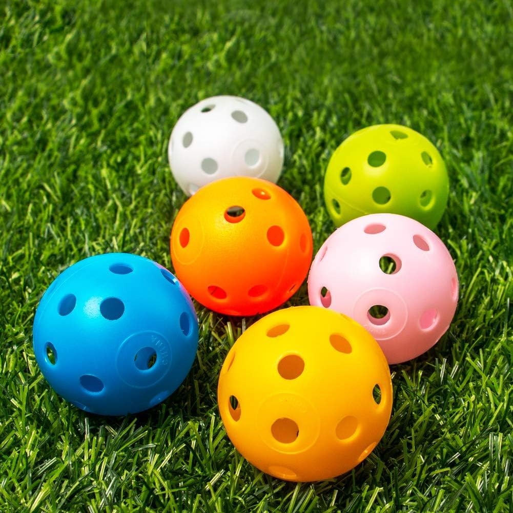 THIODOON Practice Golf Balls Limited Flight Golf Balls 40Mm Hollow Plastic Golf Training Balls Colored Airflow Golf Balls for Swing Practice Driving Range Home Use Indoor 12 Pack - Mixed Color,12 Pcs image number 6