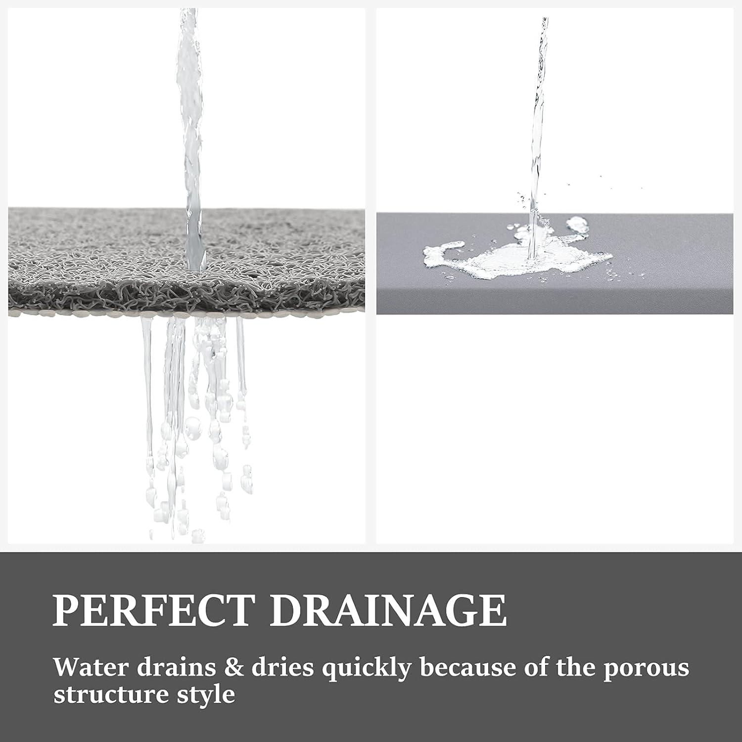 Luxstep Shower Mat Bathtub Mat,24X16 Inch, Non-Slip Bath Mat with Drain, Quick Drying PVC Loofah Bathmat for Tub,Shower,Bathroom (Phthalate Free,Grey) image number 4