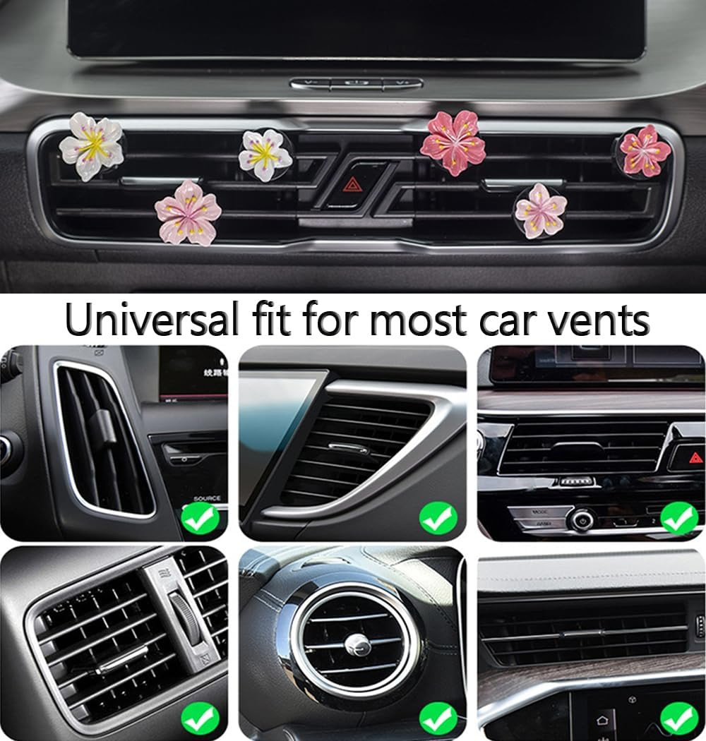 Cute Car Air Fresheners Vent Clips 6 PCS, Flower Air Vent Clips Pink Car Accessories Interior Aesthetic Women Automobile Air Conditioning Vents Decorations image number 3